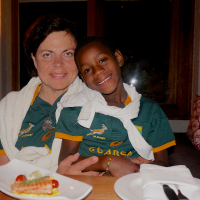 Adam och jag, Springbock- och tapasentusiaster! (I Sydafrika är rugby den stora sporten).
